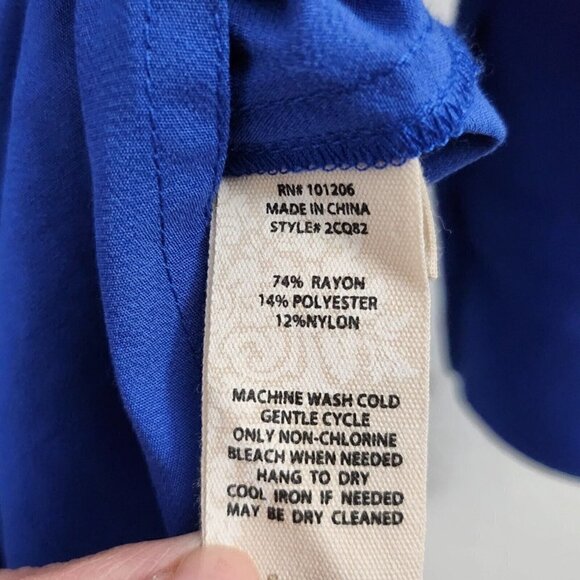 Soft Surroundings Loretta Blouse Small‎ Blue Long Sleeve Tunic Top Zip Front - Picture 7 of 11